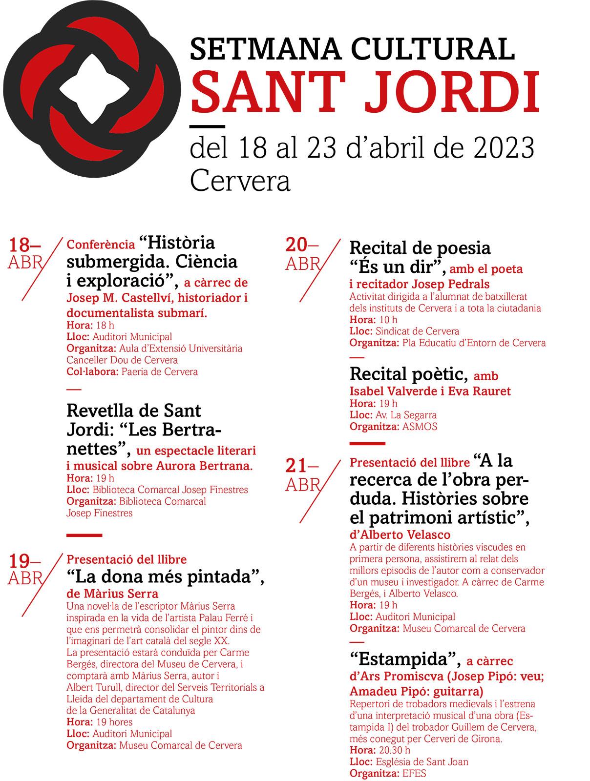 cartell Setmana cultural Sant Jordi 2023