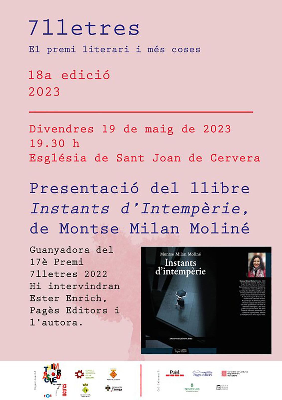 cartell Presentació del llibre 'Instants d,Intempèrie'