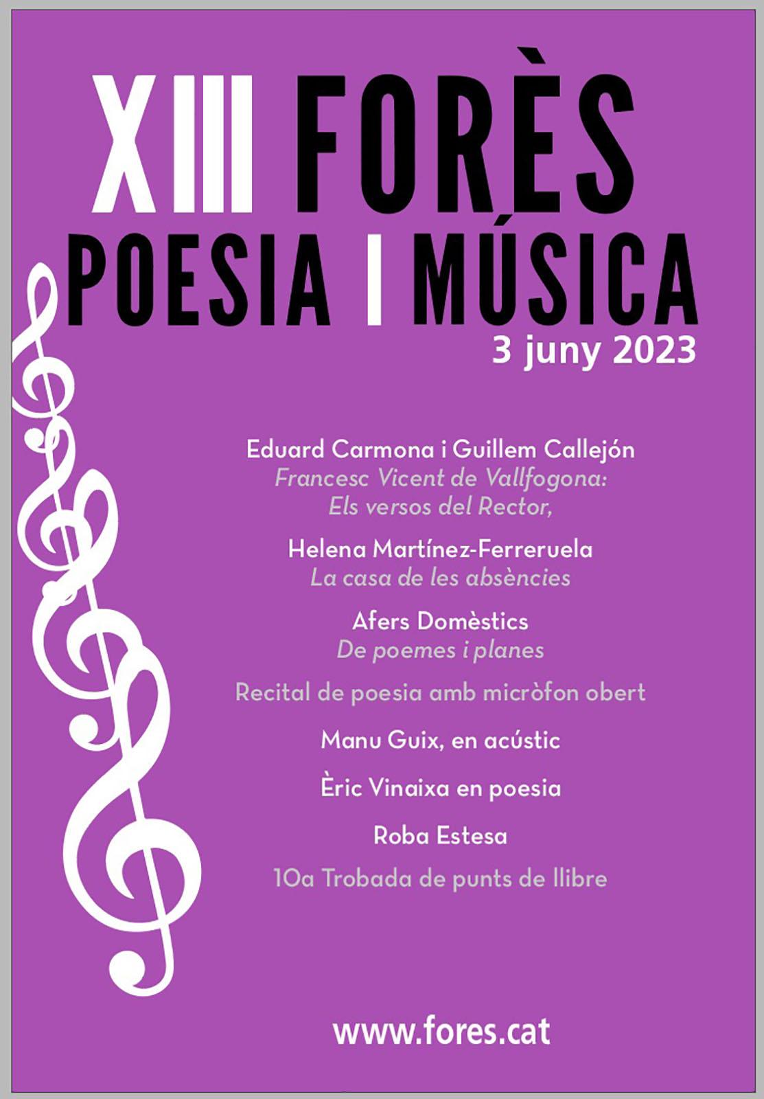 cartell 13a Forès Poesia i Música,