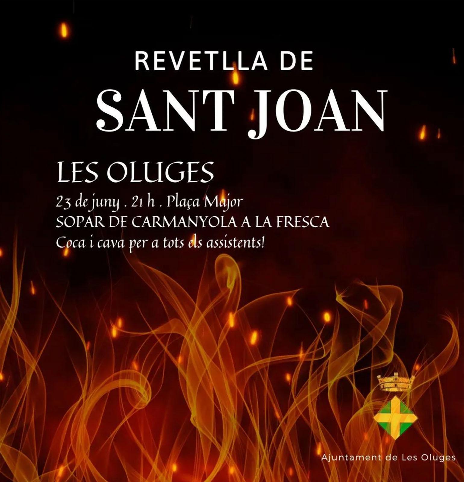 cartell Revetlla Sant Joan 2023 a Les Oluges