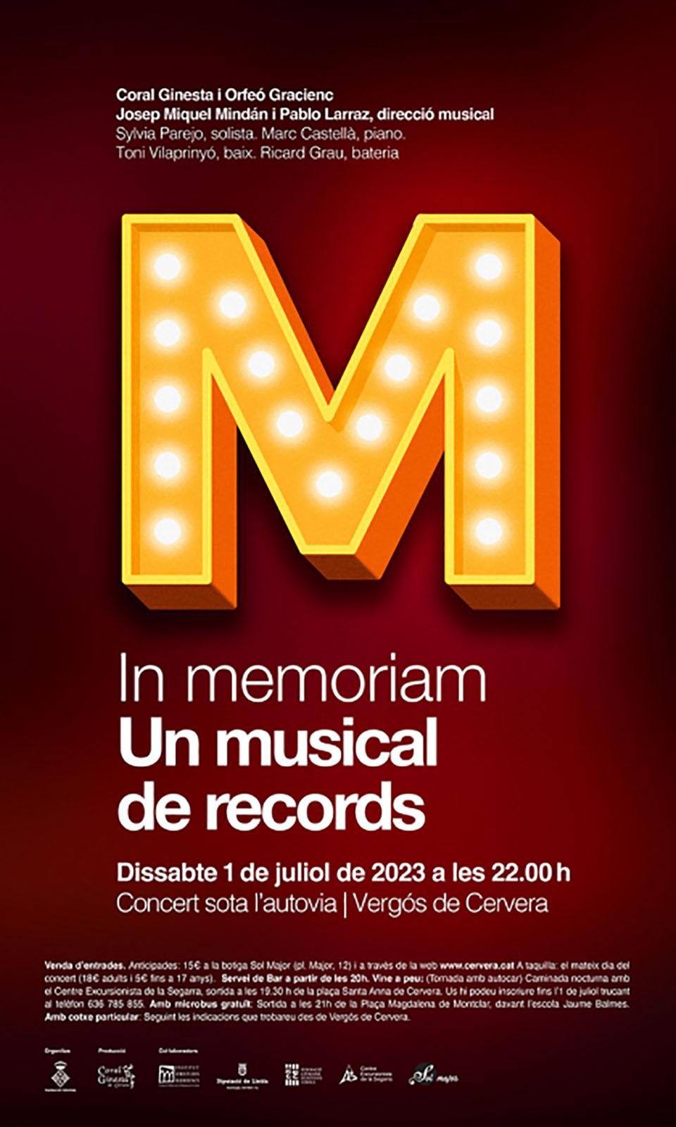 cartell XIIIè Concert sota l’autovia ''In Memoriam, un musical de records'