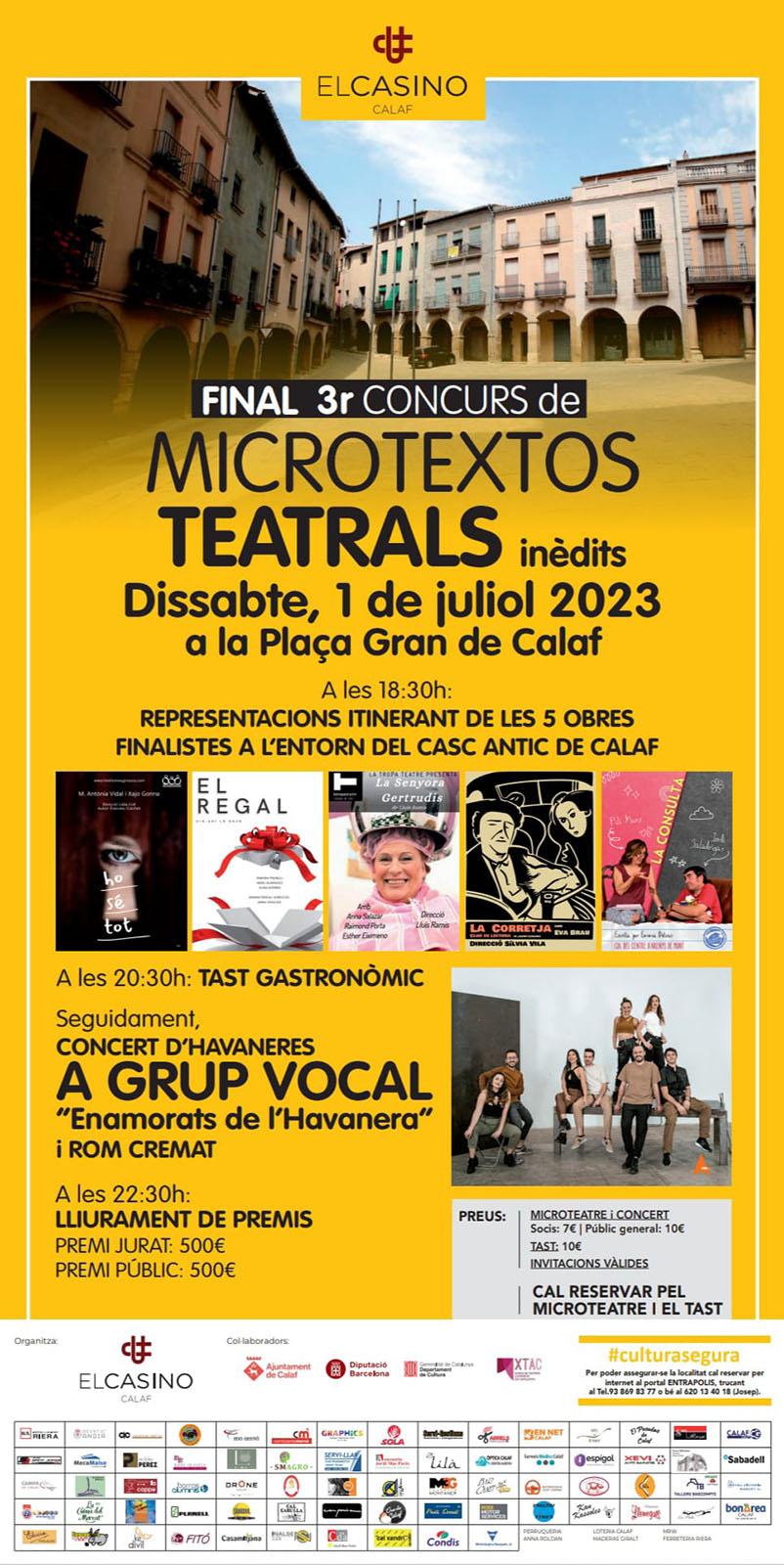 cartell 3r Concurs de Microtextos teatrals del Casino de Calaf