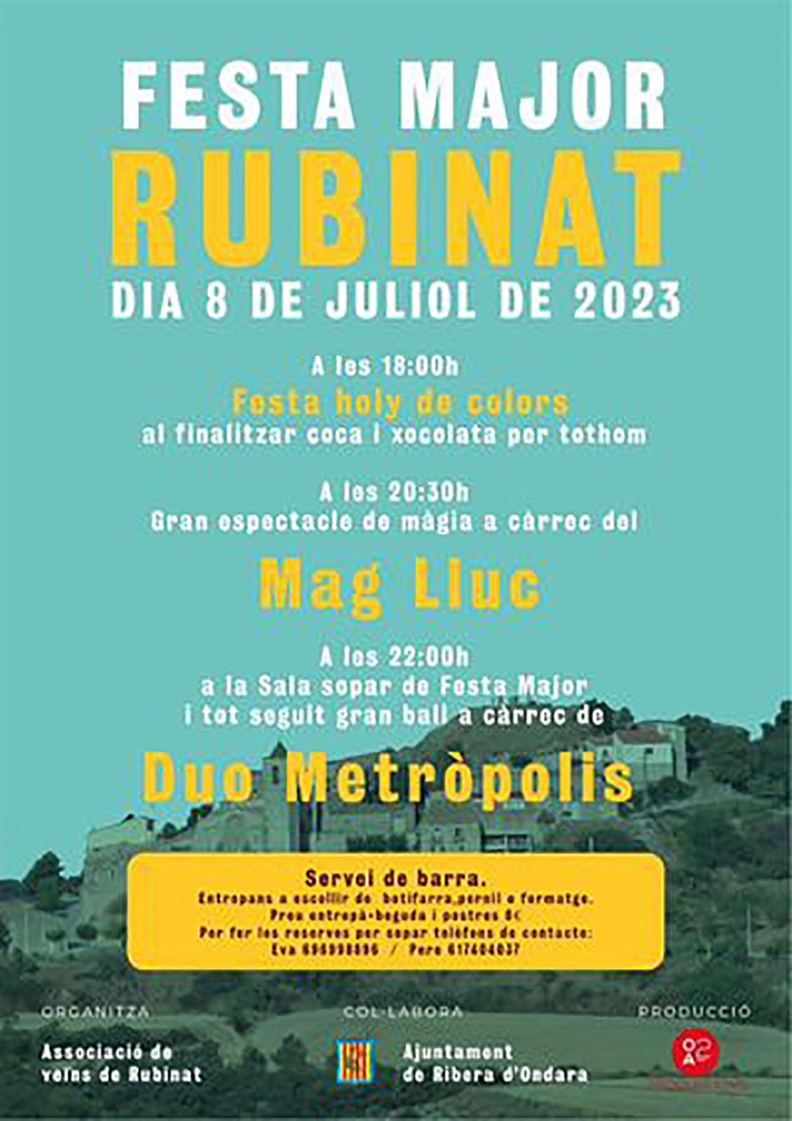 cartell Festa Major de Rubinat 2023