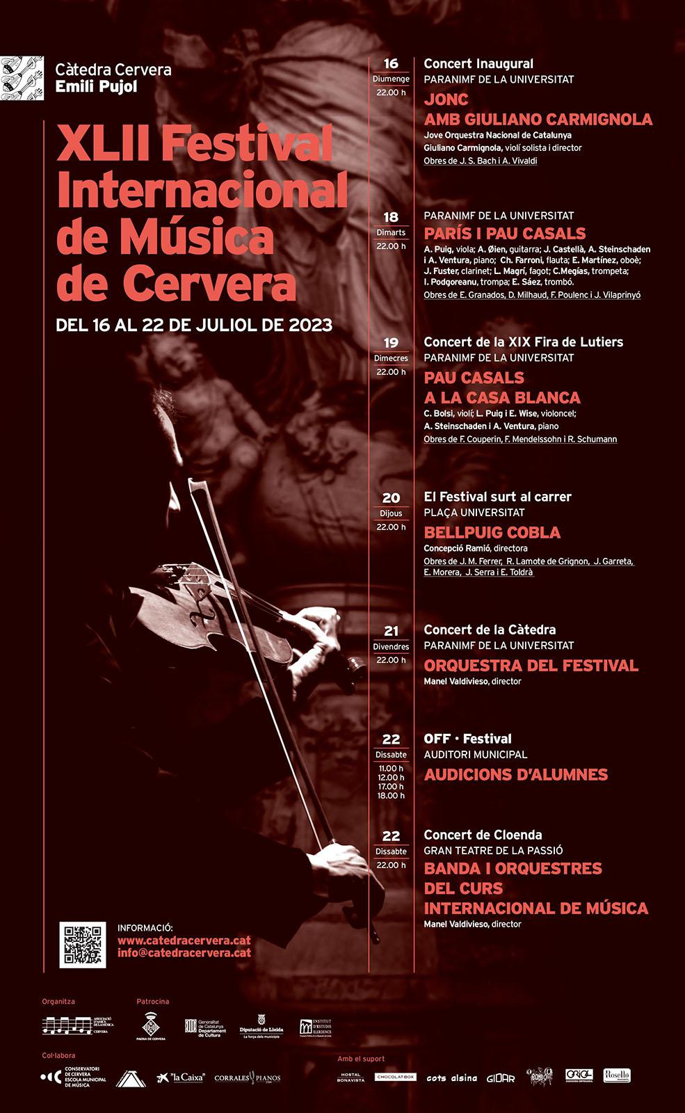 cartell XLII Festival Internacional de Música de Cervera