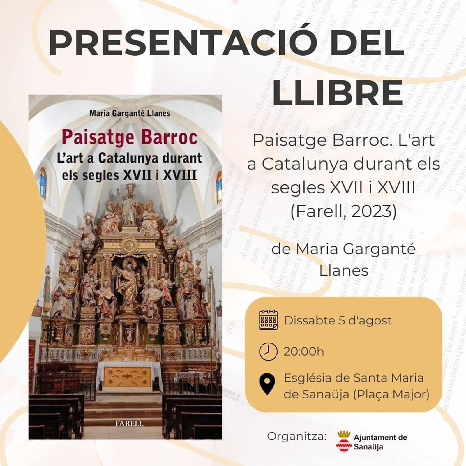 cartell Presentació del llibre 'Paisatge Barroc, l’Art a Catalunya durant els segles XVII i XVIII'