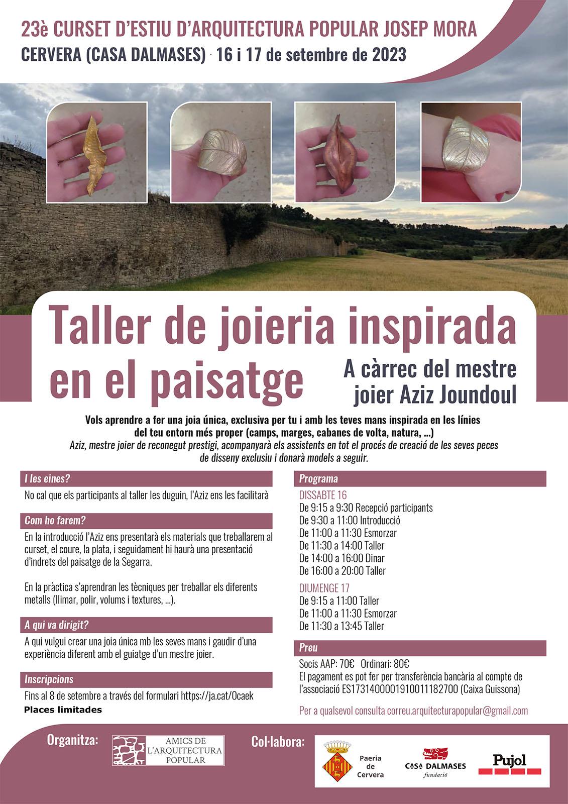 cartell Taller de joieria inspirada en el paisatge