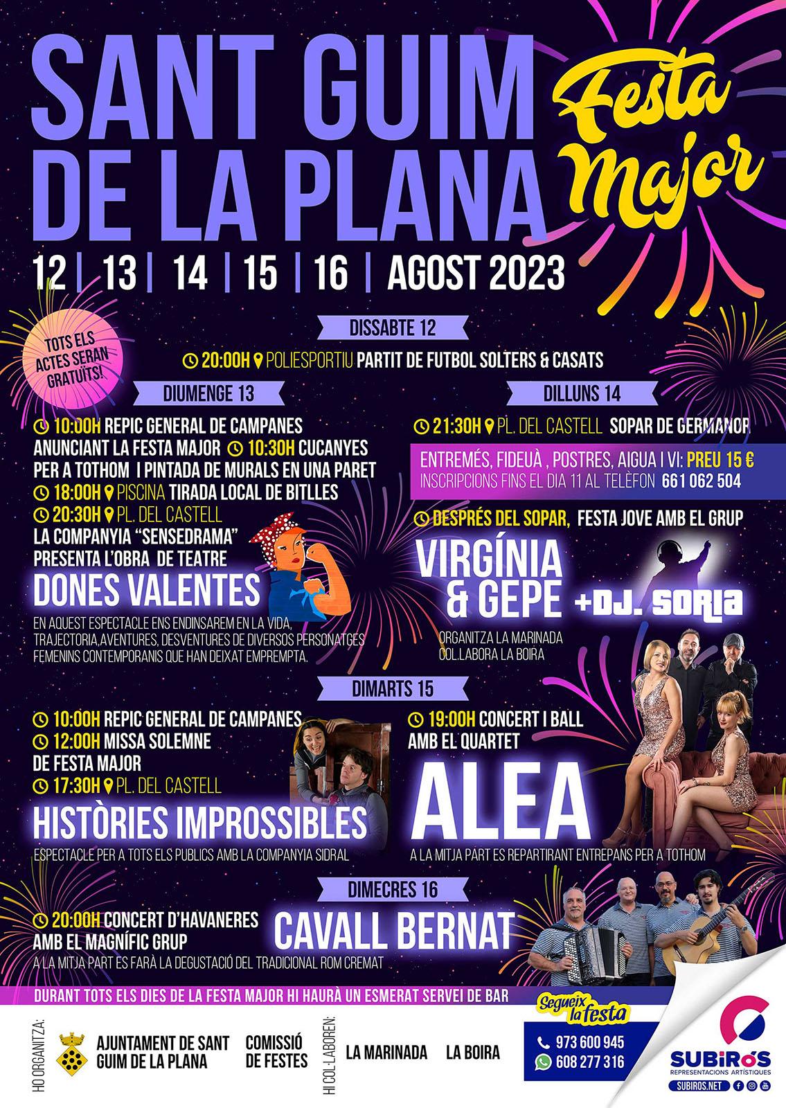 cartell Festa Major de Sant Guim de la Plana 2023