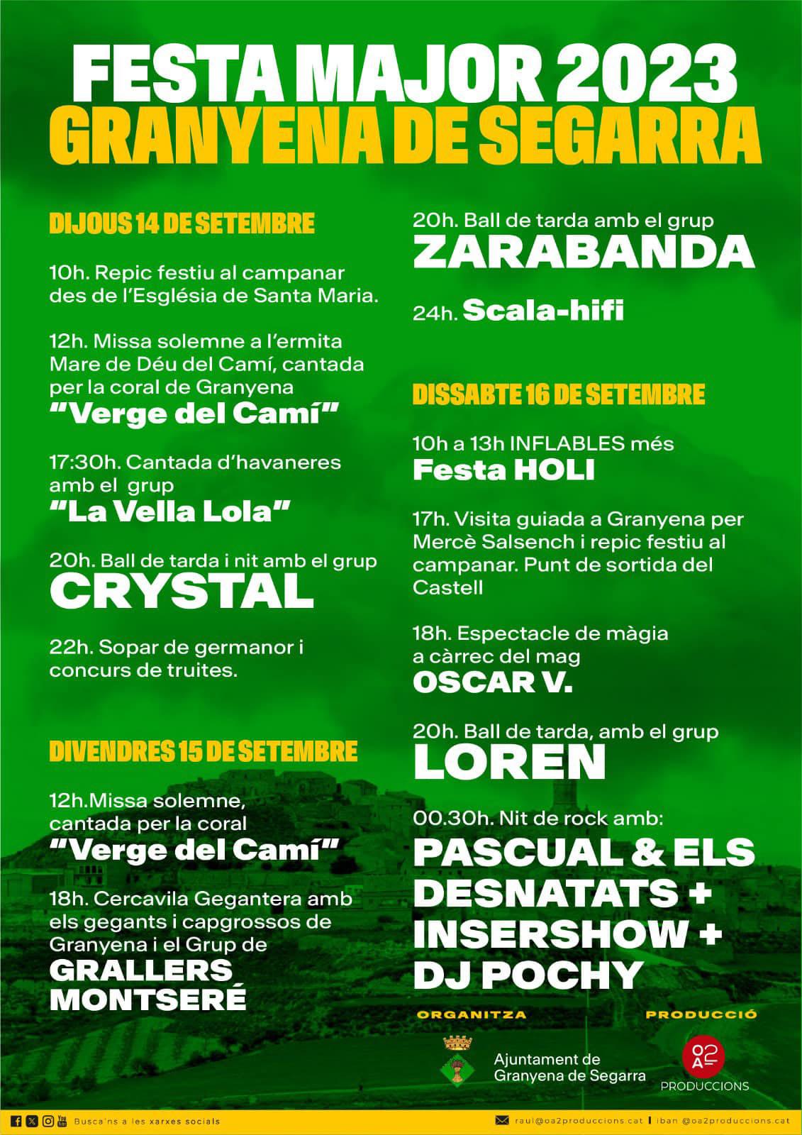 cartell Festa Major de Granyena de Segarra 2023