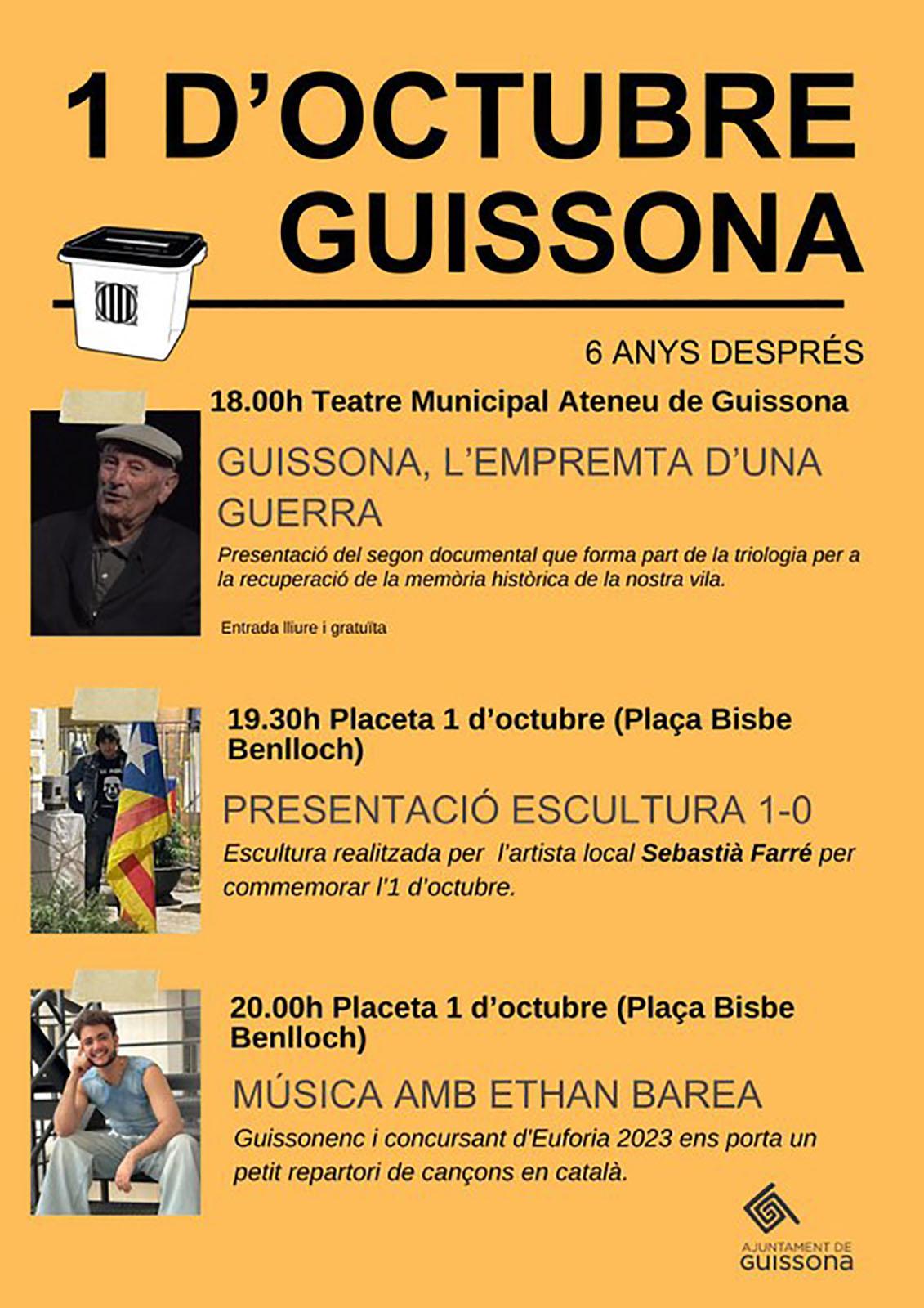 cartell Actes 1-octubre 2023 a Guissona