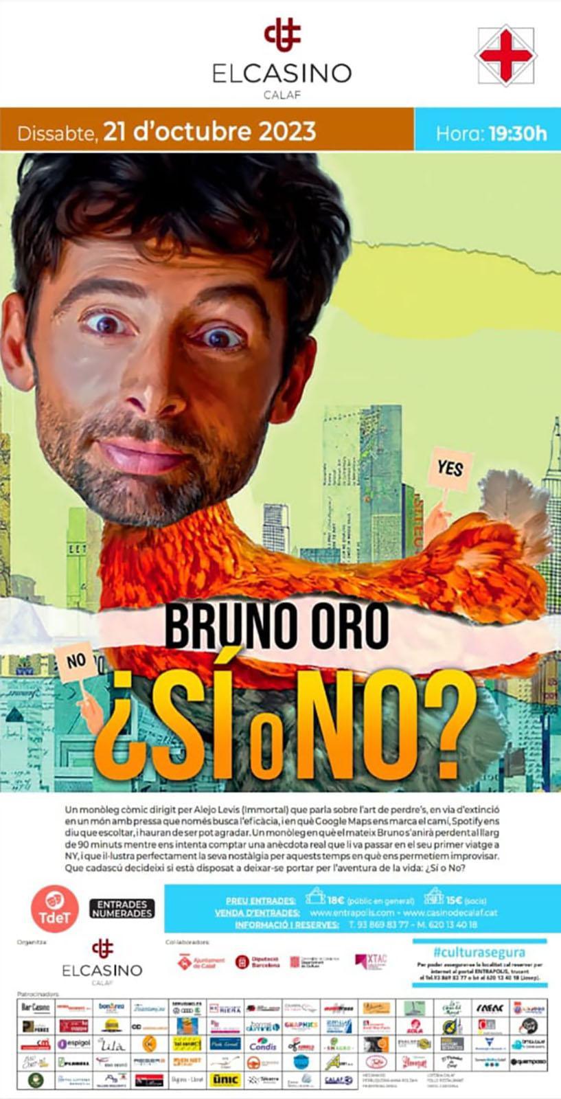 cartell Espectacle '¿Sí o no?' amb Bruno Oro