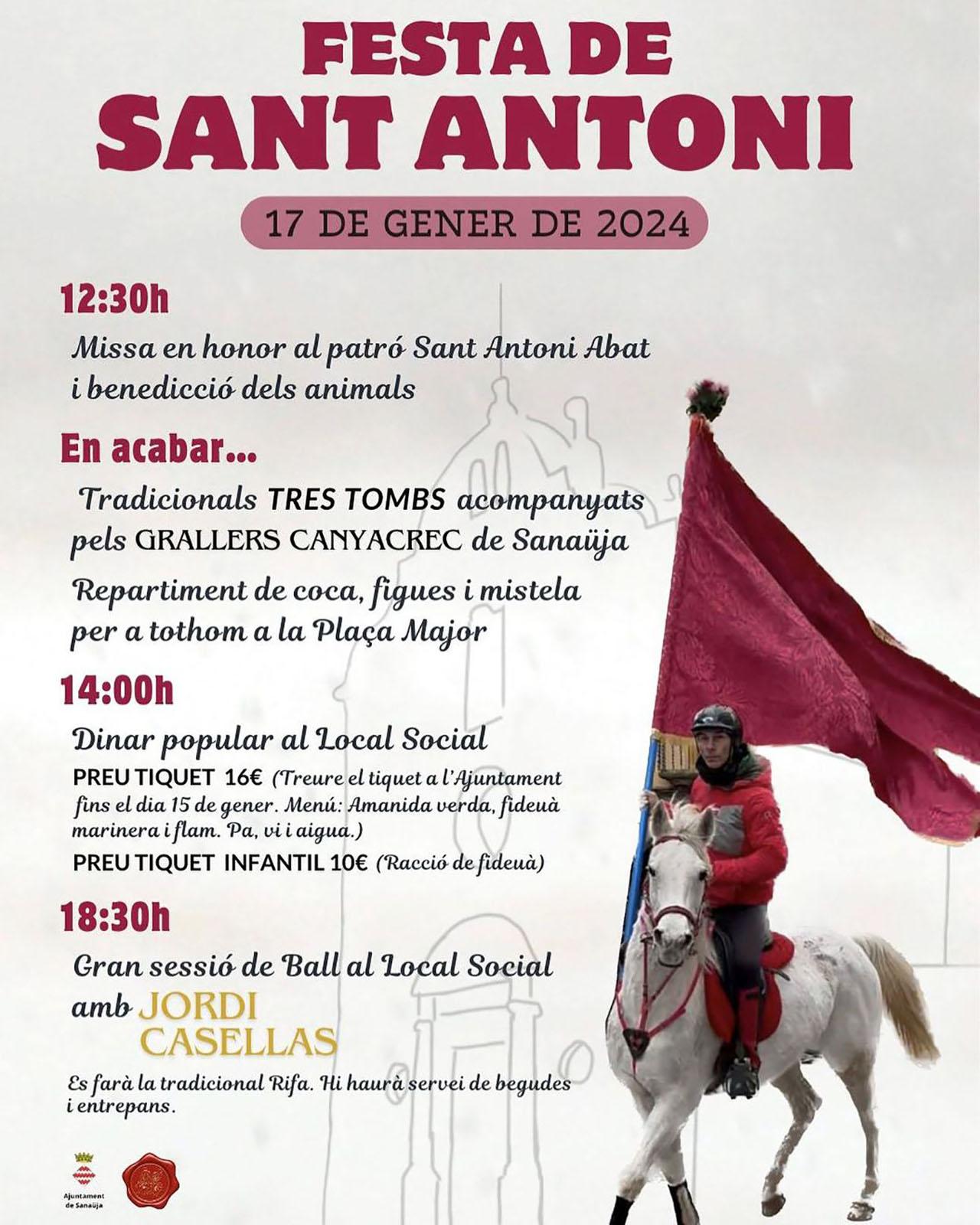 cartell Festa de Sant Antoni Abat 2024 a Sanaüja