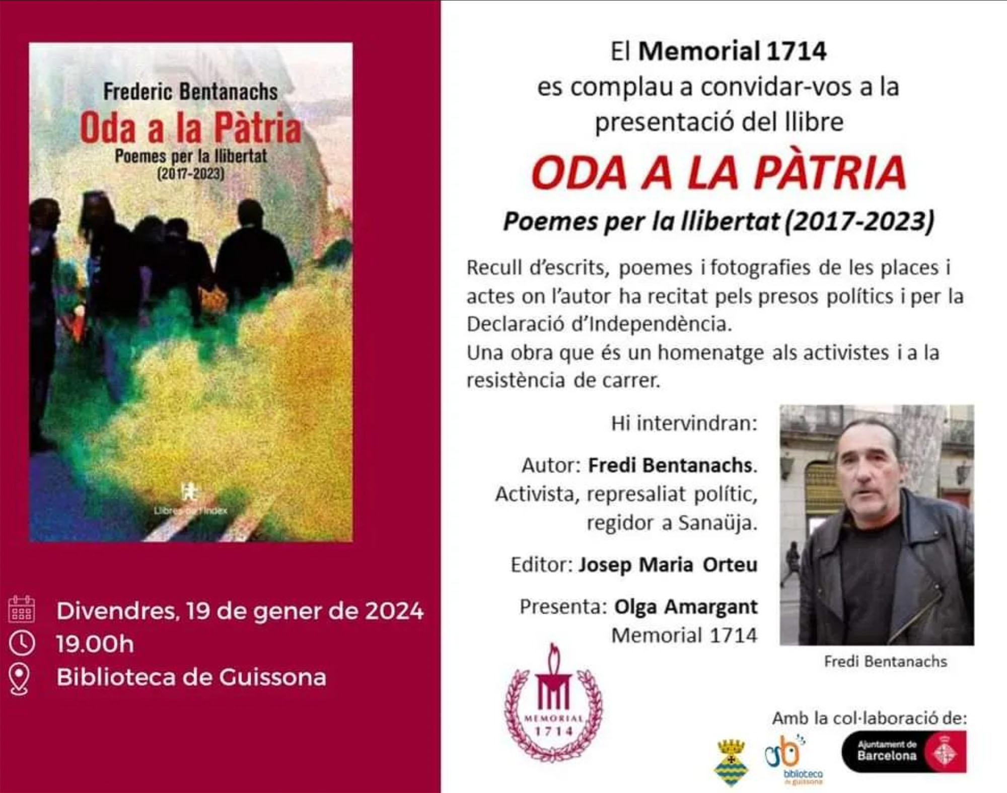 cartell Presentació del llibre 'ODA A LA PATRIA'