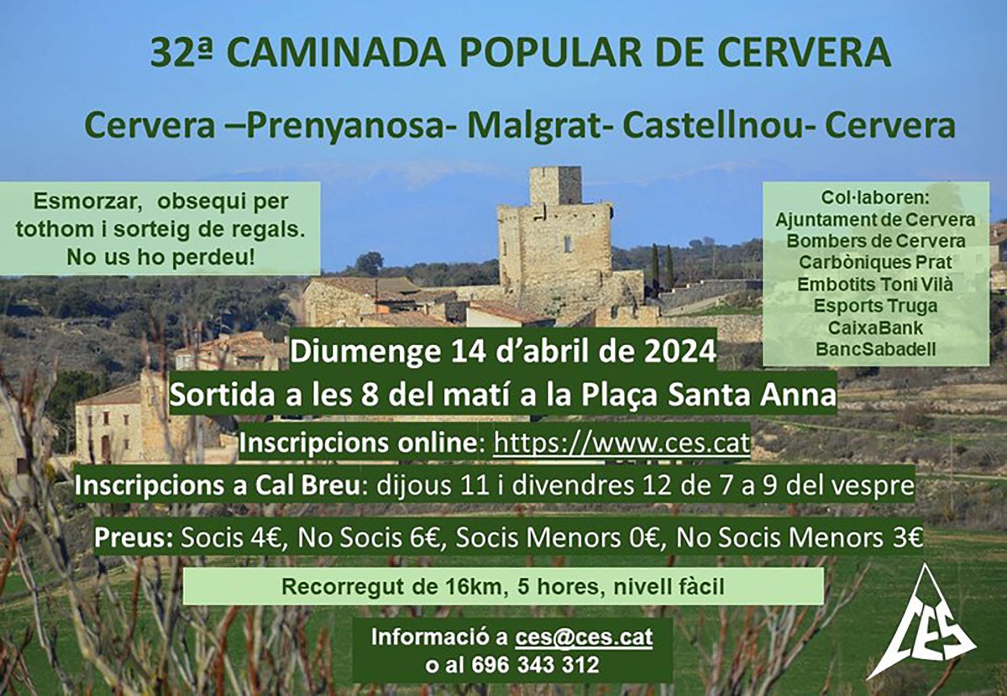 cartell 32a Caminada Popular de Cervera