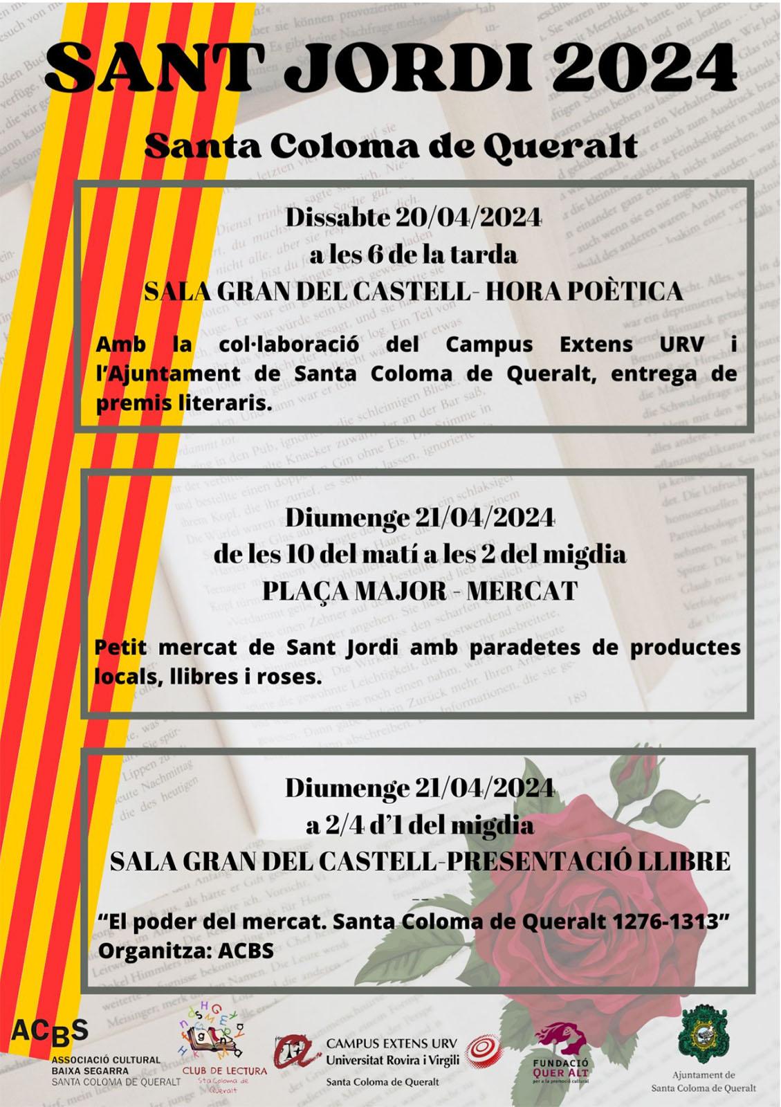 cartell Diada de Sant Jordi 2024 a Santa Coloma de Queralt