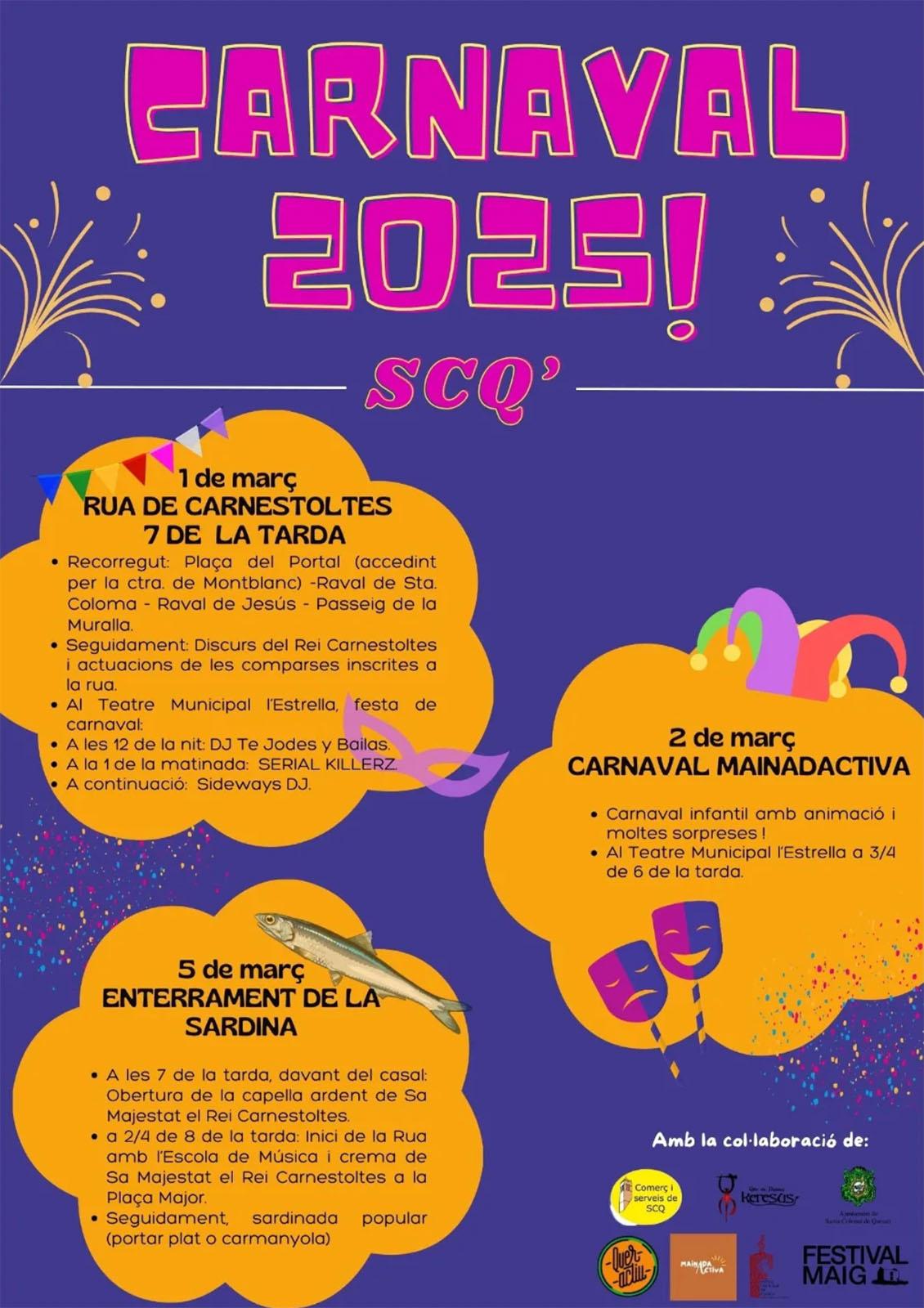 cartell Carnaval de Santa Coloma de Queralt 2025 cartell Carnaval de Santa Coloma de Queralt 2025