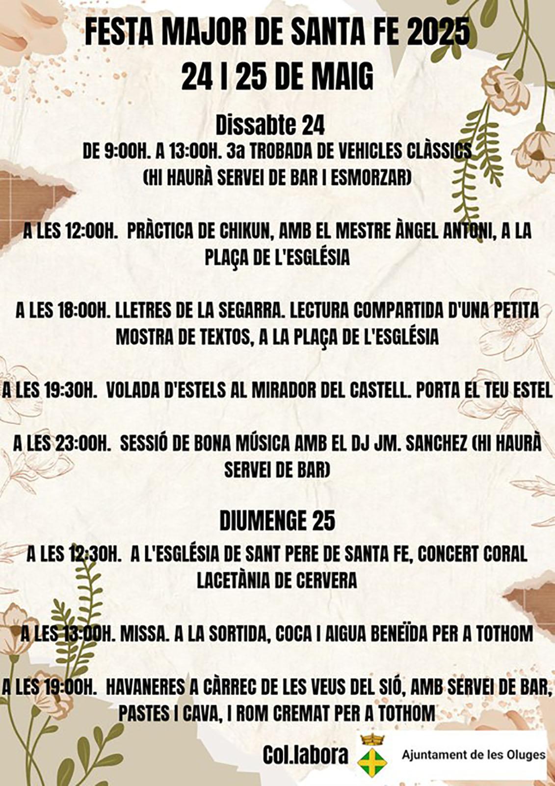 cartell Festa Major de Santa Fe 2025 cartell Festa Major de Santa Fe 2025
