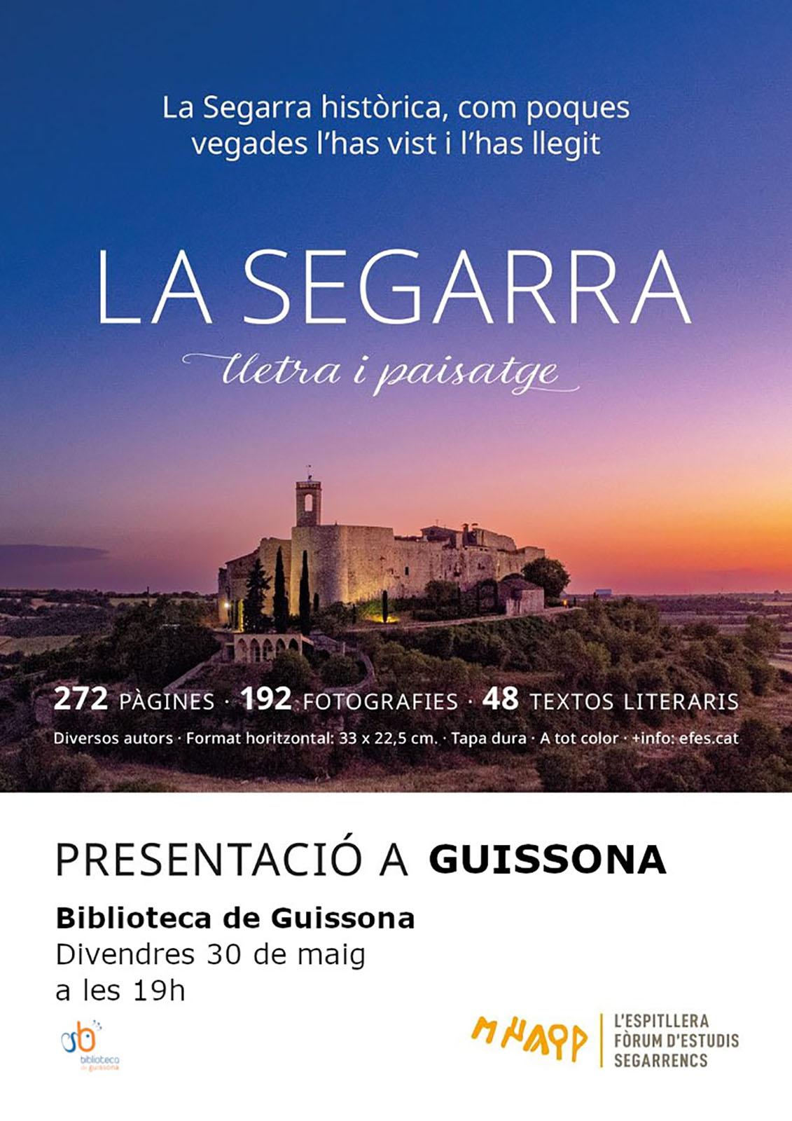 cartell Presentació del llibre 'La Segarra: lletra i paisatge' a Guissona