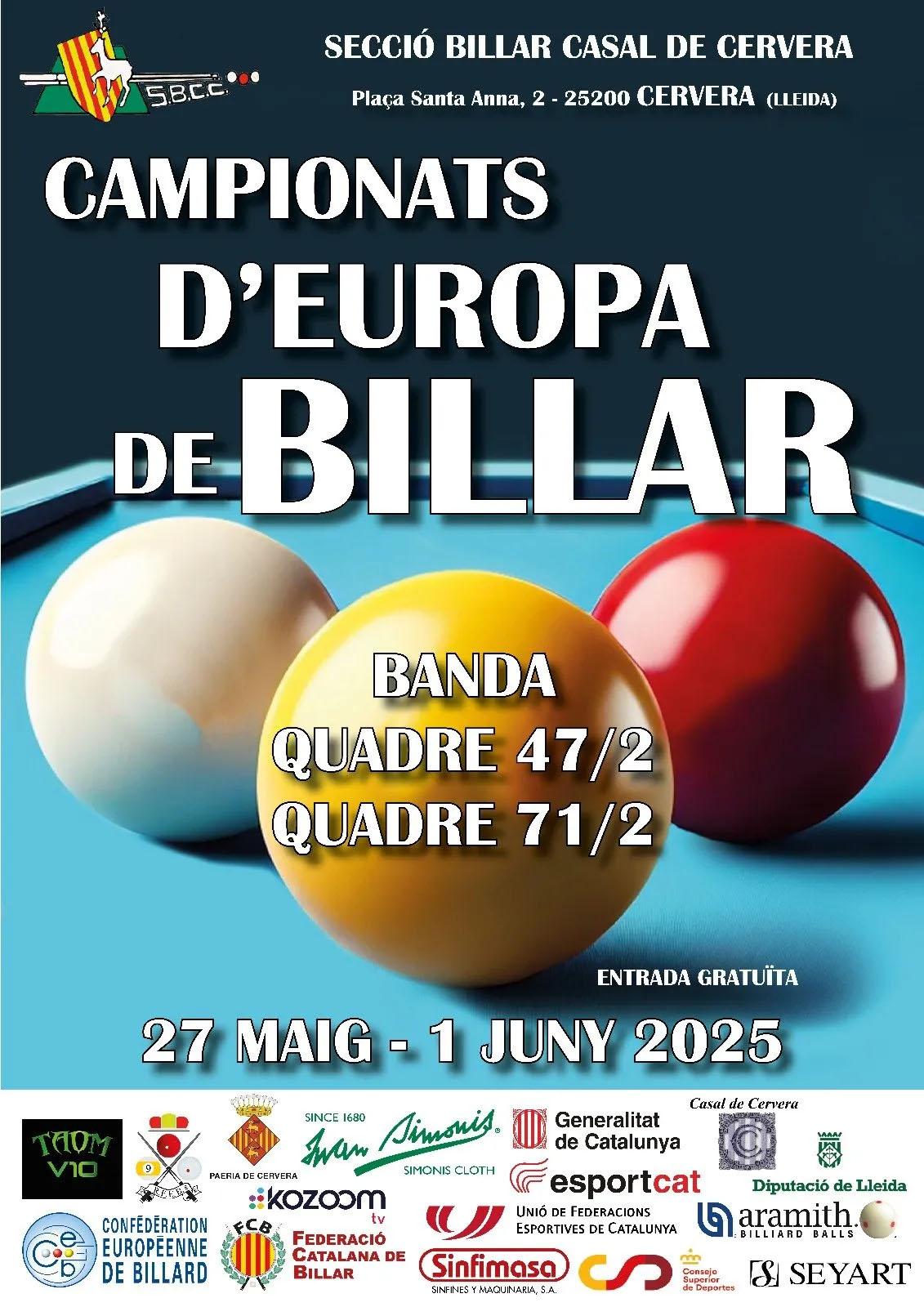 cartell Campionats d’Europa de billar
