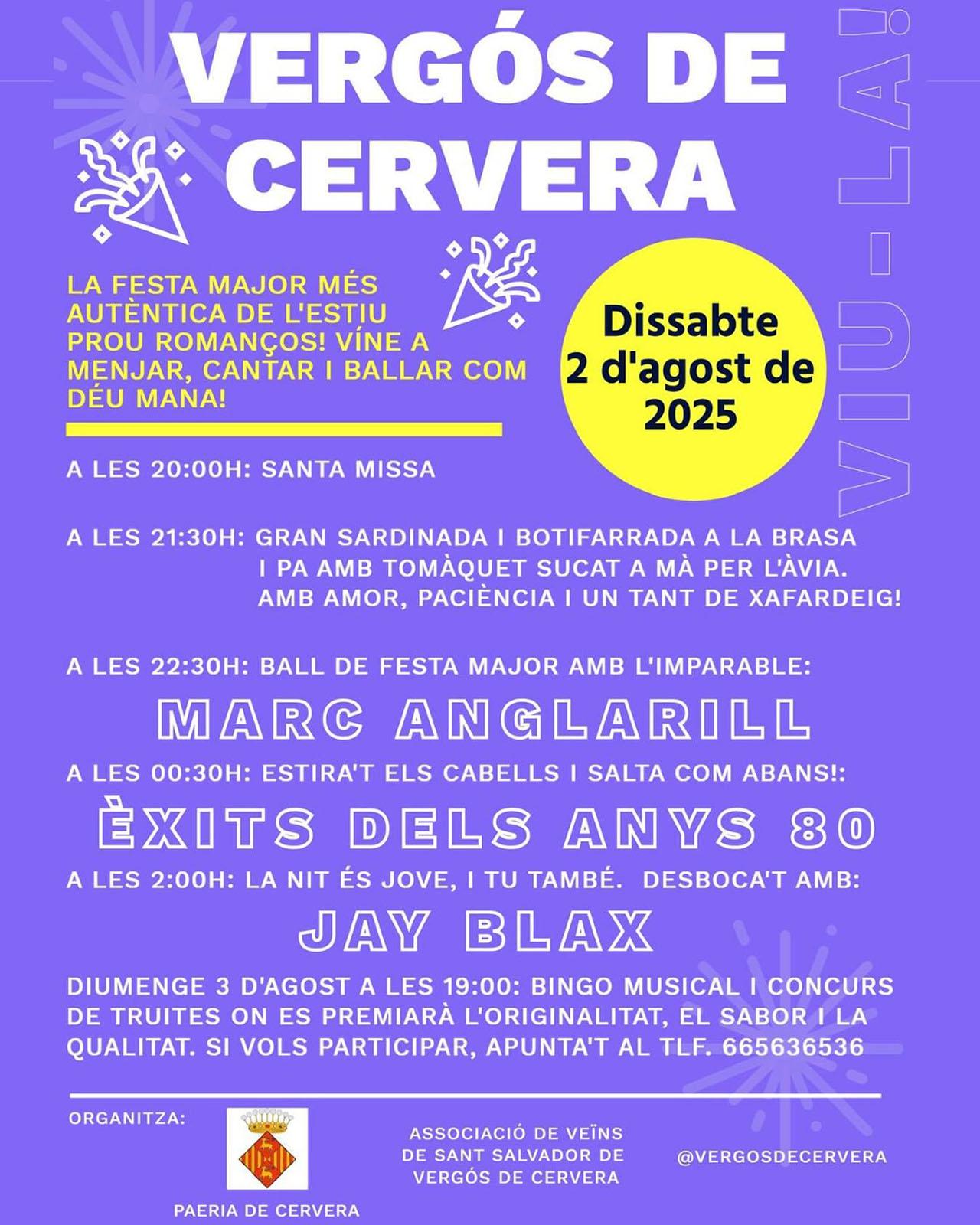 cartell Festa Major de Vergós 2025 cartell Festa Major de Vergós 2025