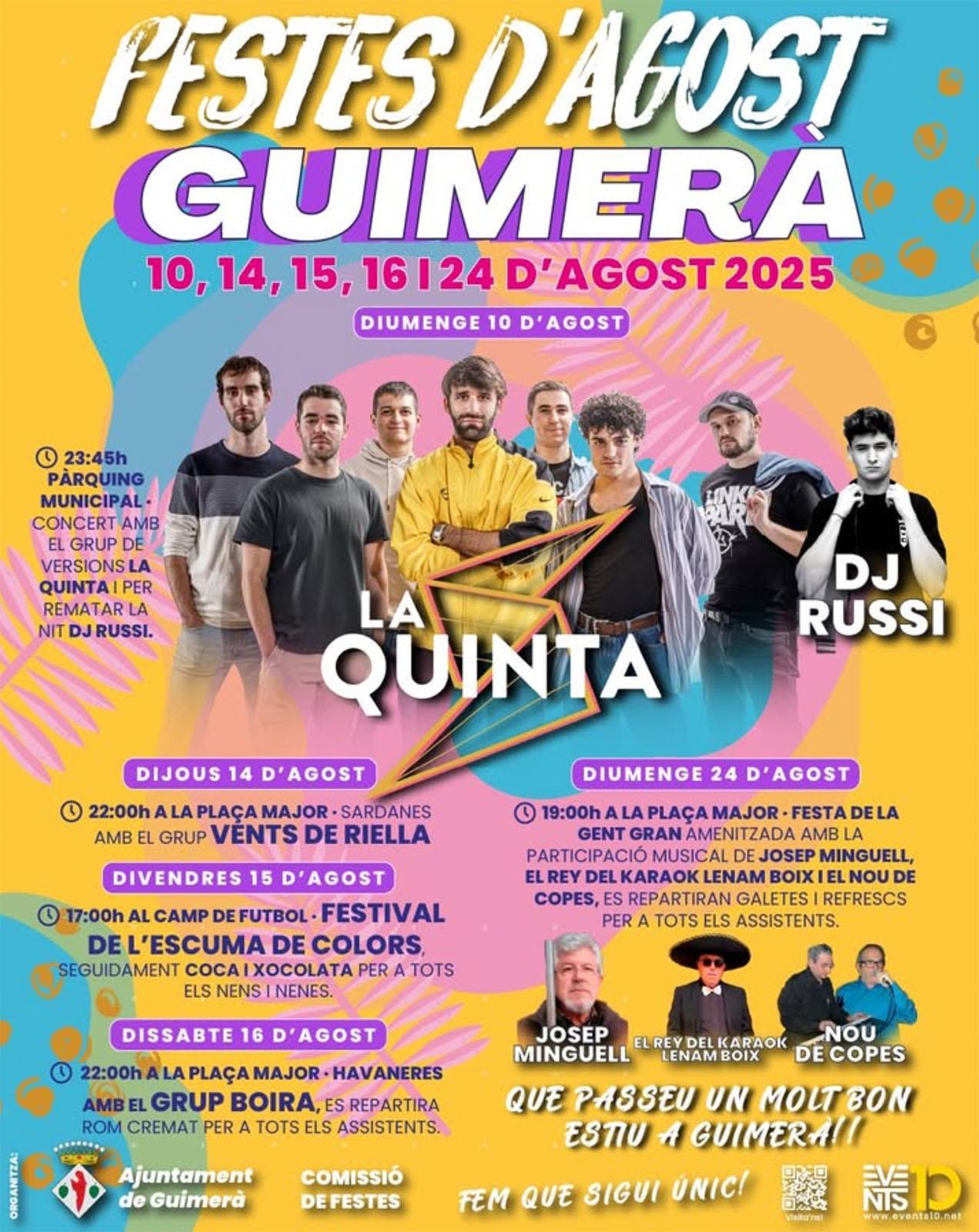 cartell Festes d'Agost de Guimerà 2025 cartell Festes d'Agost de Guimerà 2025
