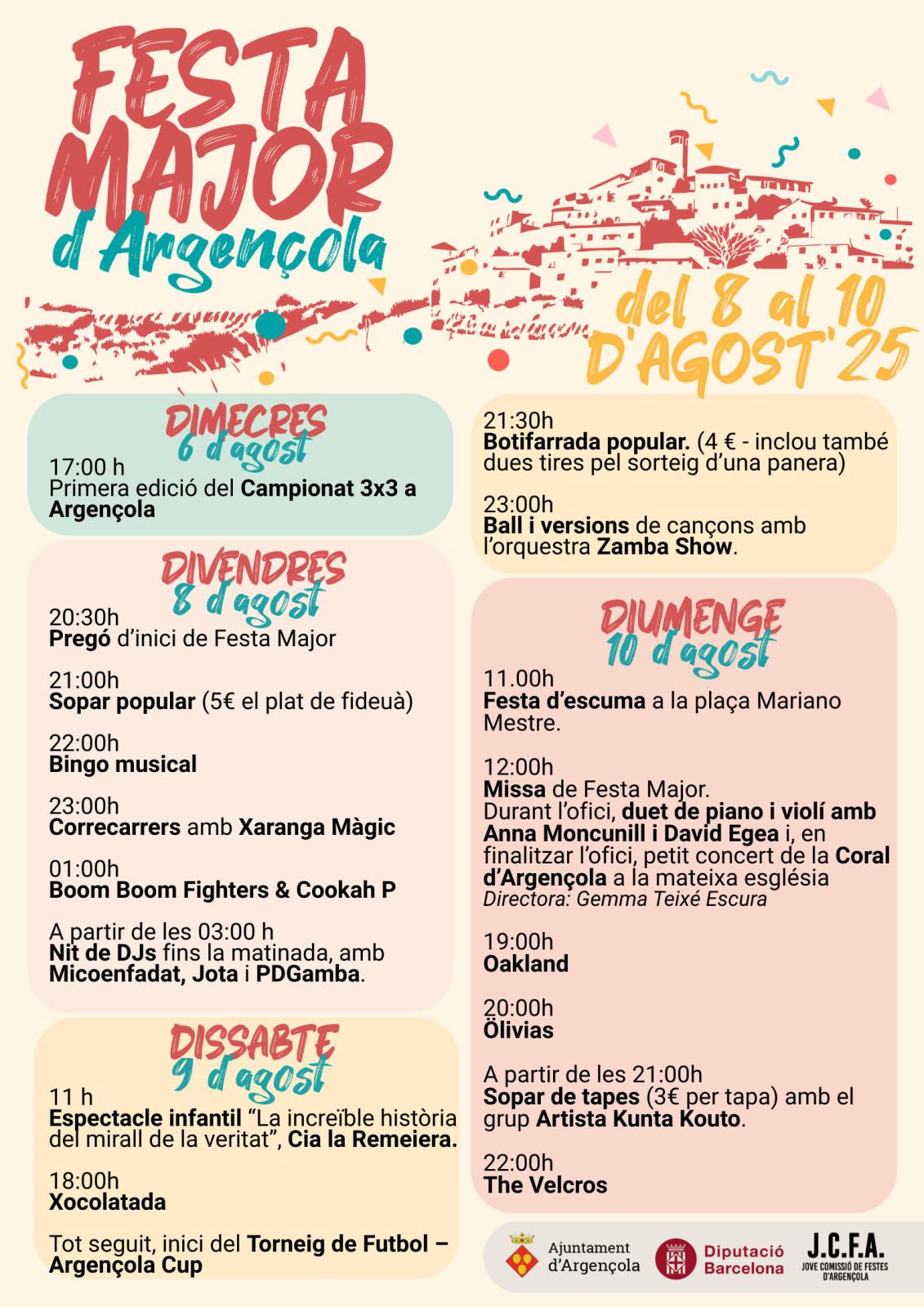 cartell Festa Major d'Argençola 2025
