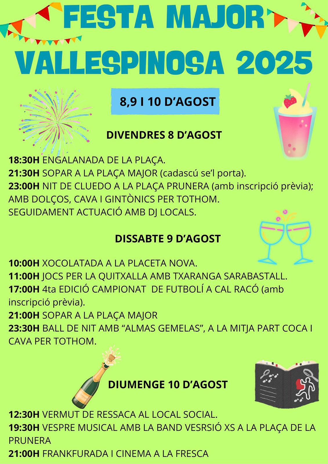 cartell Festa Major de Vallespinosa 2025 cartell Festa Major de Vallespinosa 2025
