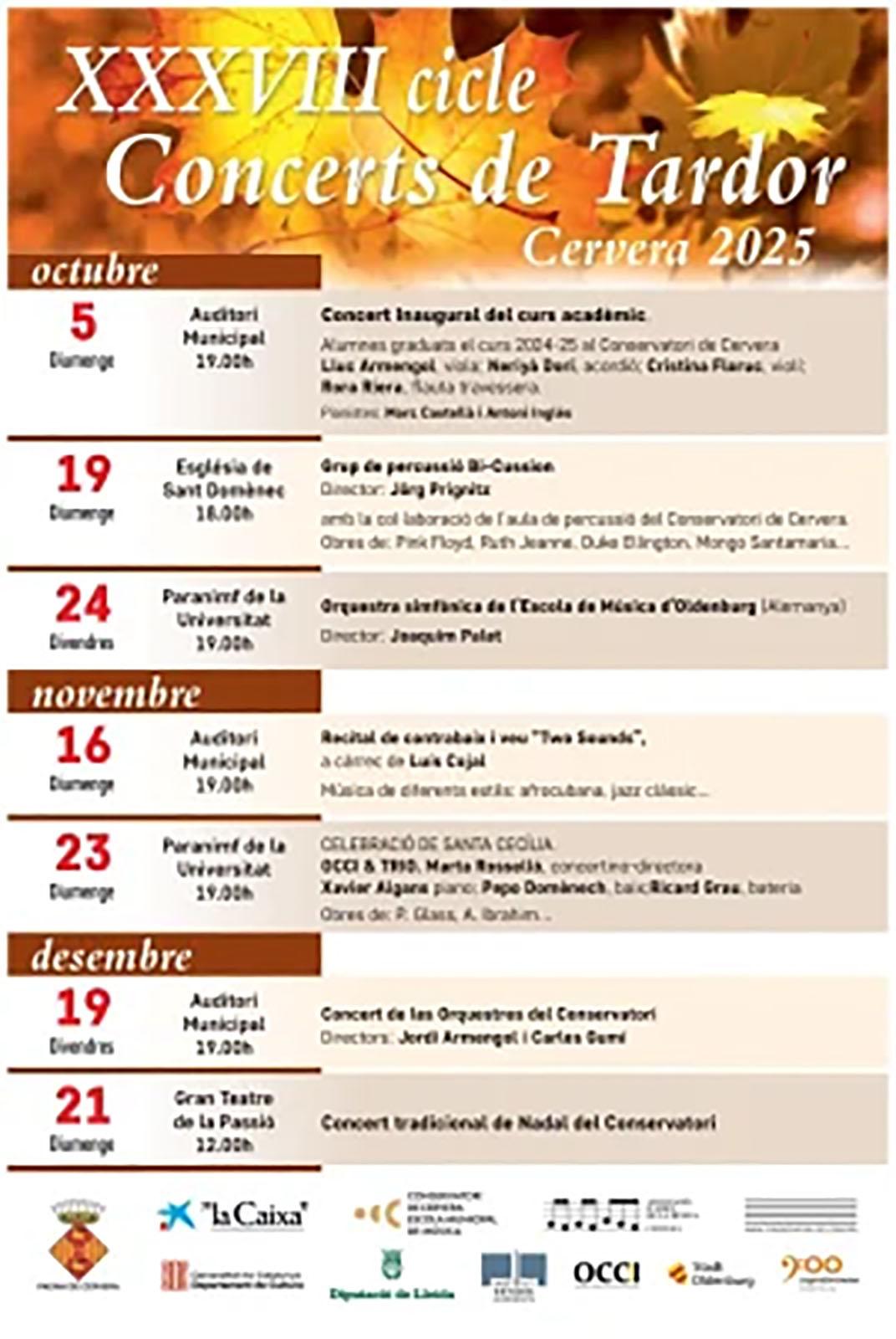 cartell Concert inaugural del curs acadèmic del Conservatori de Cervera