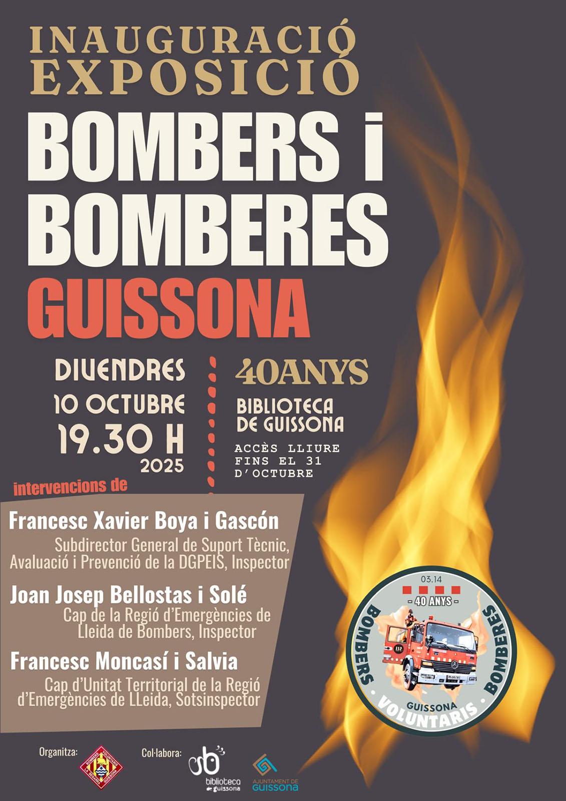 cartell Exposició '40 anys dels Bombers i Bomberes Voluntaris de Guissona'