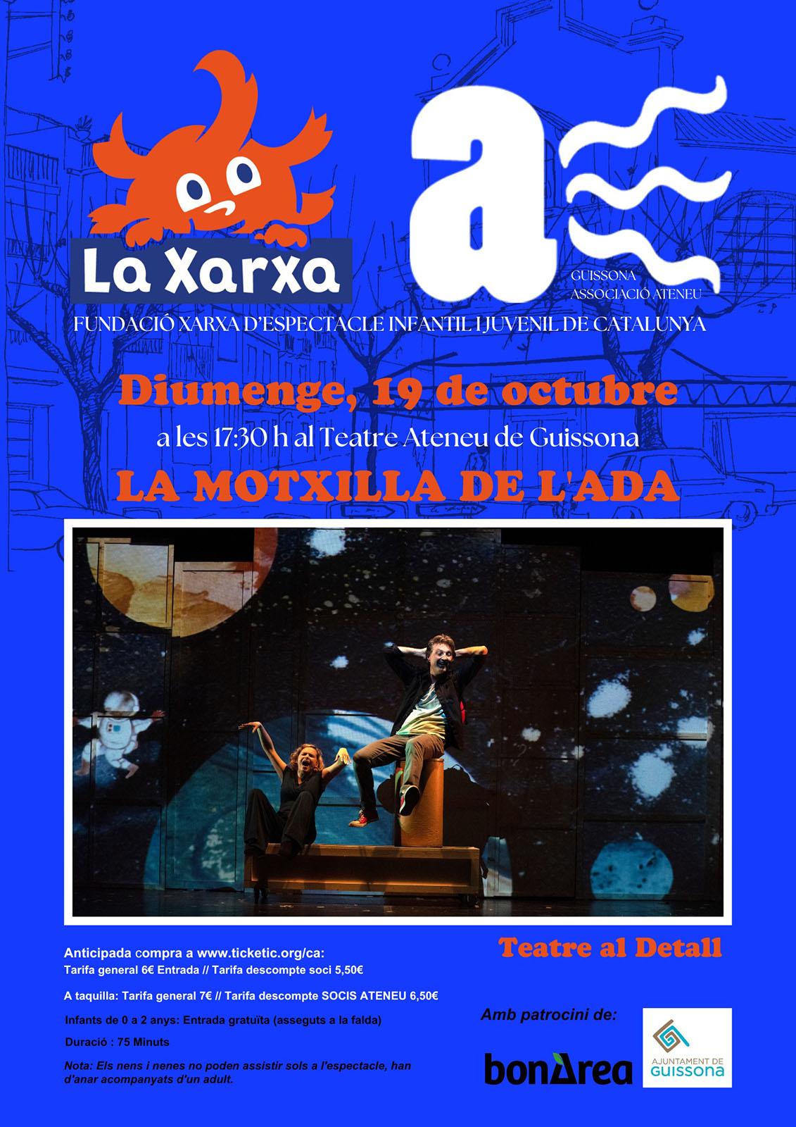 cartell Teatre familiar 'La Motxilla de l'Ada' cartell Teatre familiar 'La Motxilla de l'Ada'