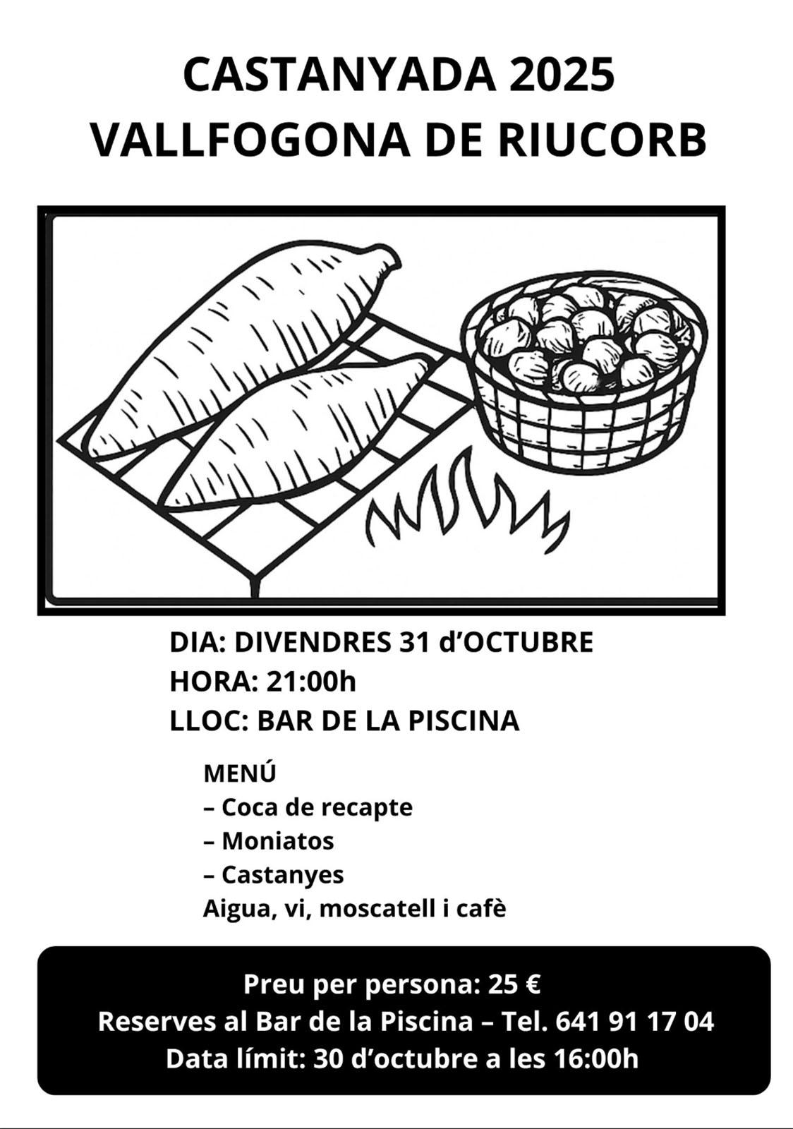 cartell Castanyada 2025 a Vallfogona de Riucorb cartell Castanyada 2025 a Vallfogona de Riucorb