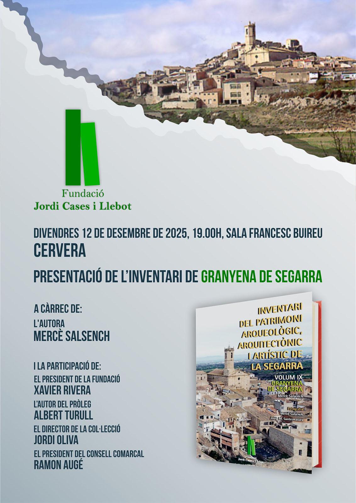 cartell Presentació de l'inventari de Granyena de Segarra cartell Presentació de l'inventari de Granyena de Segarra
