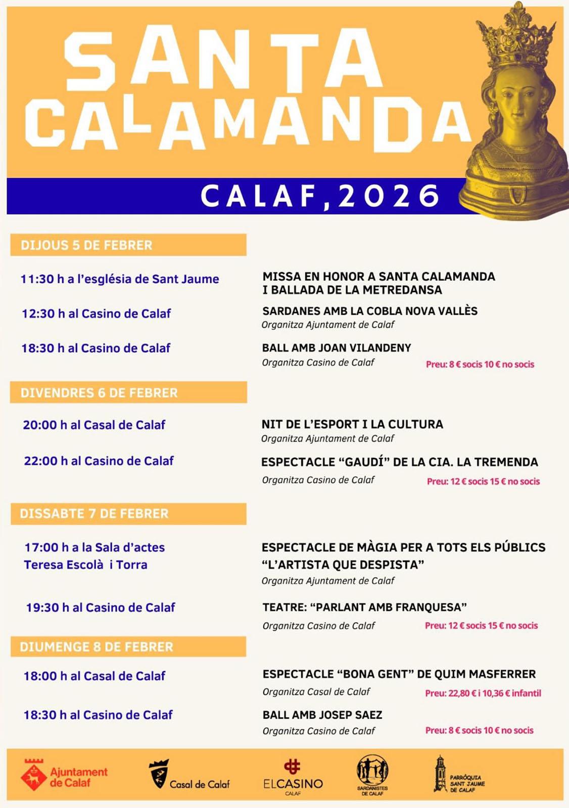 cartell Festa Major de Santa Calamanda 2026 cartell Festa Major de Santa Calamanda 2026